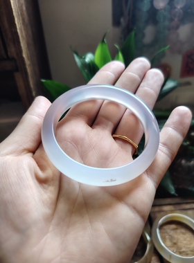 51-52圈口高冰淡灰紫无烧无染色玉手镯天然正品送女友生日礼物