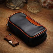 Portable double bucket Smoke Bucket Bag Handmade Leather Large Capacity Multi-Layer Smoke Bucket Cashier Bag