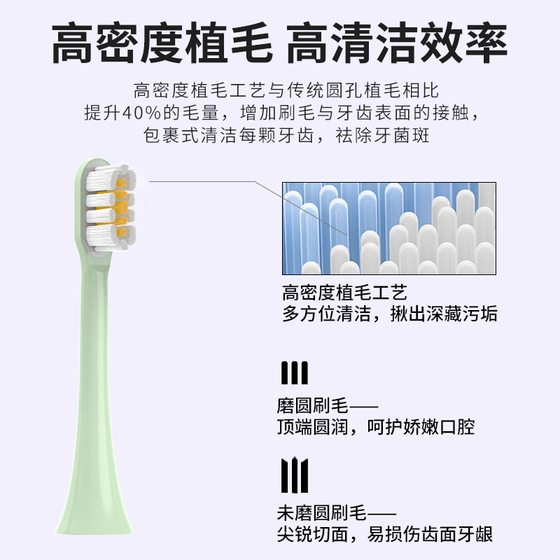 适配soocas素士D2电动牙刷头小团扇净白刷X3U通用杜邦刷毛替换头 - 图2