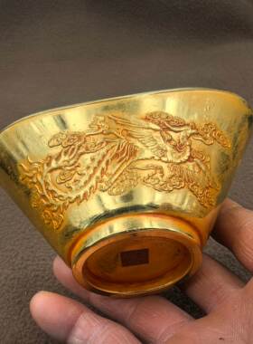 古玩鎏金收藏元宝金元宝金锭古代大明宣德元宝杯