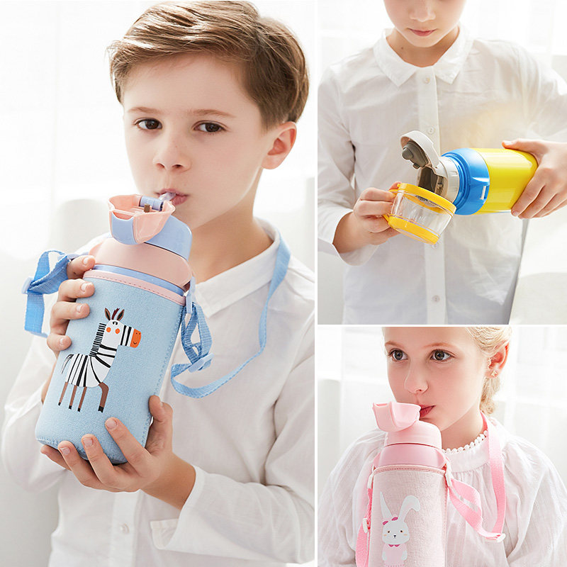 face儿童保温杯食品级316不锈钢宝宝吸管水杯子小学生水壶刻名字