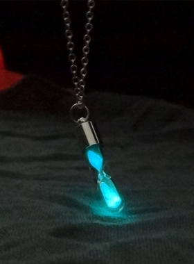 时光沙漏水晶漂流瓶吊坠 创意夜光项链 流沙许愿瓶女士饰品