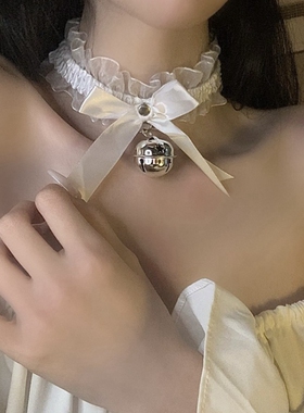 纯欲风蕾丝小铃铛项圈choker女仆挂脖子项链吊坠m情趣猫耳朵饰品