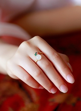 中国风祥云戒指女小众设计仿和田玉复古ins潮冷淡风高级感食指