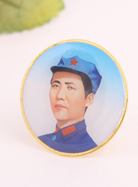 毛主席像章3.5cm胸章精品徽章纪念章毛泽东青年高清八角帽纪念款