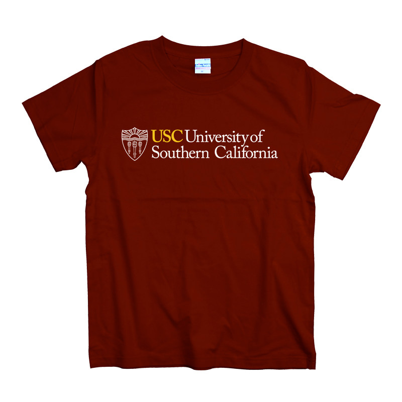 USC美国南加州大学校服短袖T恤男女夏季纯棉圆领印花字母班服定制_虎窝淘