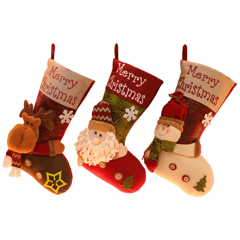 圣诞袜子礼物袋礼品盒圣诞节树装饰挂饰老人雪人麋鹿袜子创意摆件