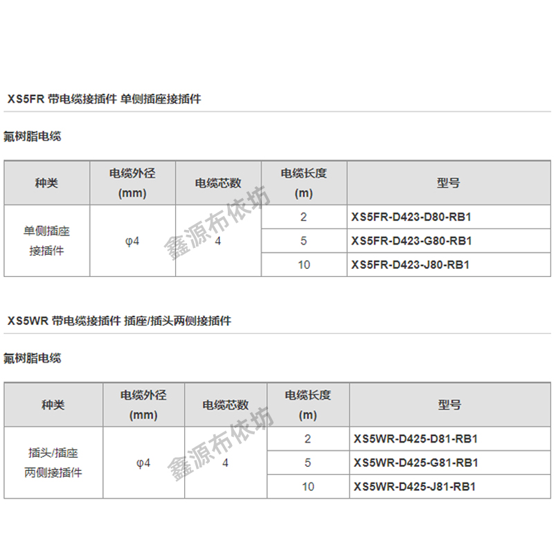 XS5FR-D423-D80-RB1 G80  J81 XS5WR-D425-D81-RB1传感器航空插线 - 图1