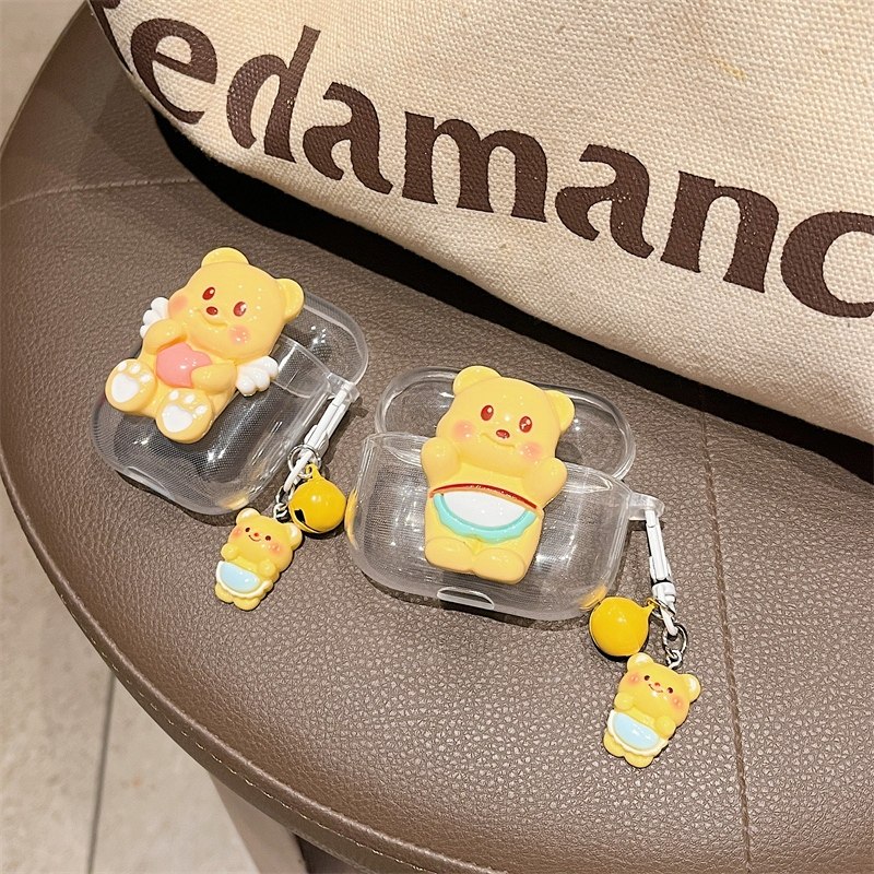 黄色小熊适用荣耀亲选X7e青春版耳机套gegx7e透明华为荣耀x7e Active蓝牙耳机保护壳防摔GEG女男可爱卡通创意 - 图3