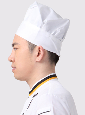 白色餐厅厨师工作帽布帽