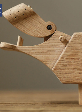 AIVTAI/创意设计师摆件wooden hippo木河马家居动物工艺装饰品