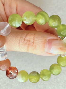 天然岫玉水晶手串天然白水晶方糖高级感手链女爆款水晶手链