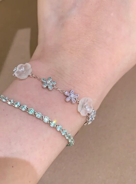 千花绽甜~韩系锆石树脂花朵手链轻奢高级感小众手环时尚百搭手饰