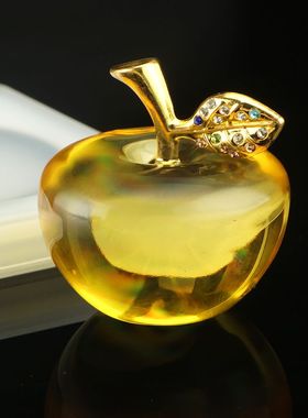 水晶苹果礼物红苹果水晶保平安礼品车载节创意汽车摆件圣诞节礼物