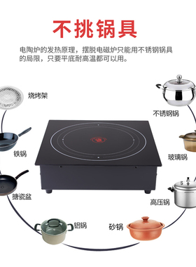 方形大功率商用电陶炉不挑锅台式