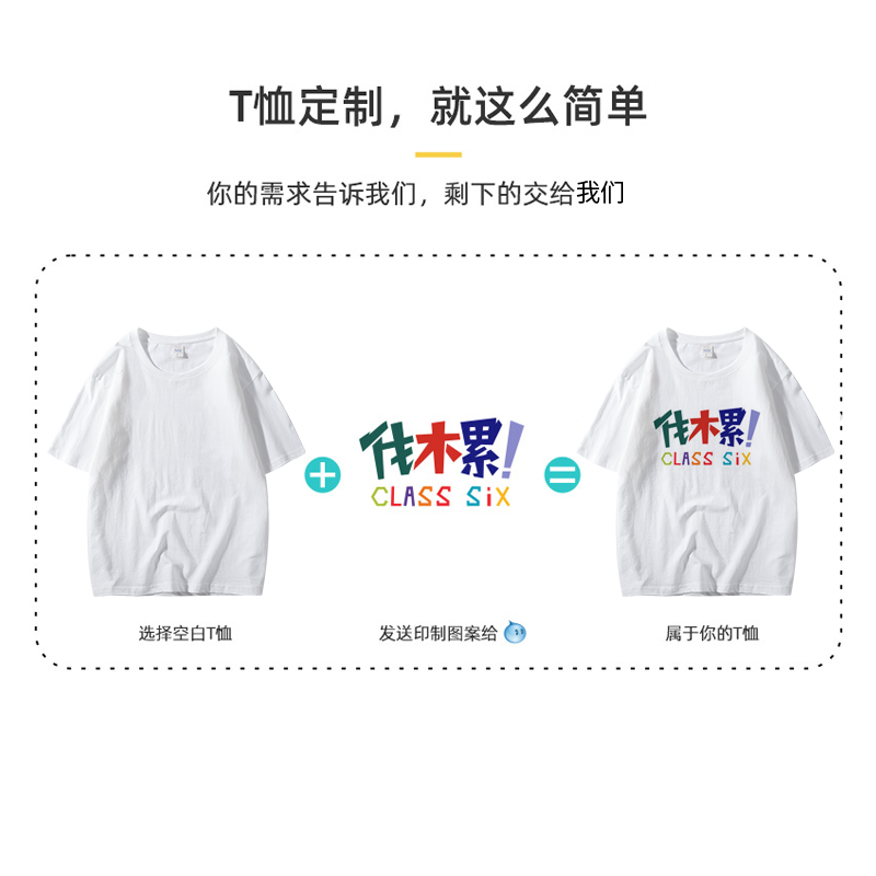 定制儿童t恤印logo纯棉短袖小学生幼儿园班服男女半袖diy手绘衣服-图1