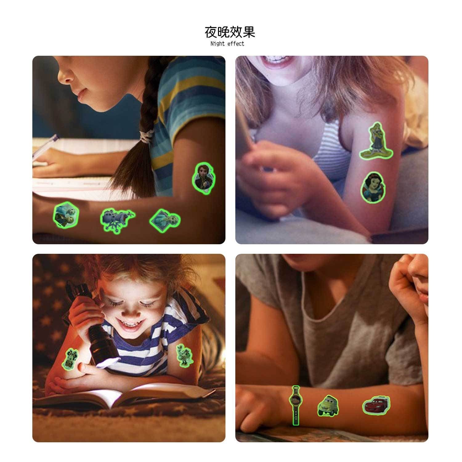 迪士尼夜光纹身贴儿童卡通冰雪奇缘爱莎公主女孩水转印粘贴画可水洗透明贴纸装饰小礼品生日礼物送全班手表贴,淘宝优惠券,粉丝福利购,淘宝优惠卷