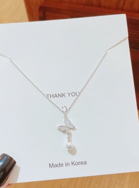 项链饰品女新款2026蝴蝶结鱼尾翅膀锁骨链百搭超长保色女新款