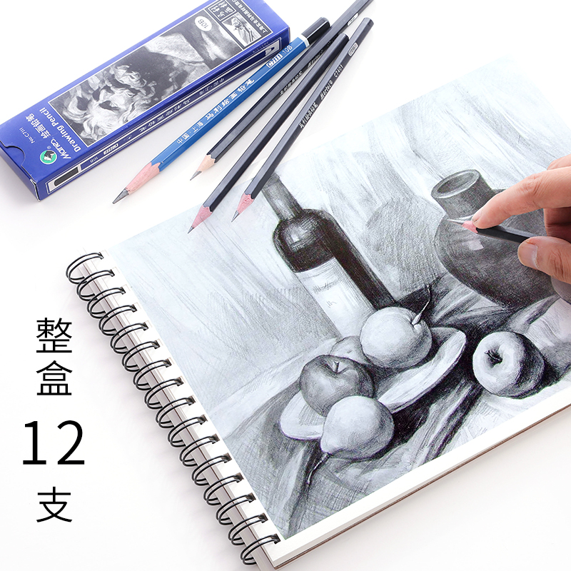 马利素描铅笔美术专用绘画全套2h4b6b8b碳笔软中硬绘图学生初学者-图2