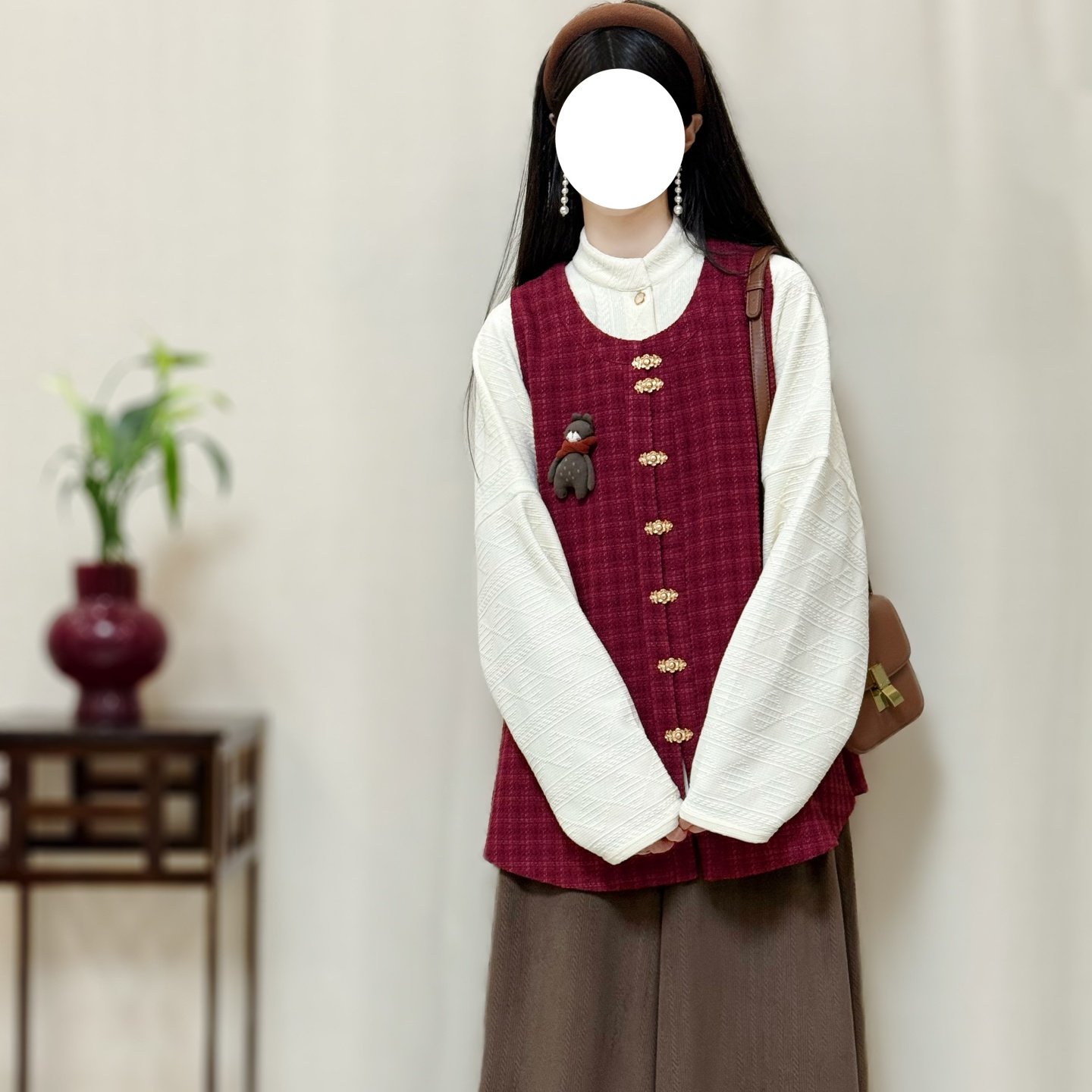 【030】两三松秋冬带兜汉服比甲针织弓袋袖改良短领日常明制汉服,淘宝优惠券,粉丝福利购,淘宝优惠卷