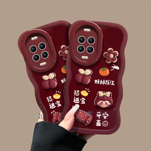 适用于华为Nova15Pro手机壳新女款14/13好柿发生12活力版酒红色11ultra隐形双支架10/9软硅胶波浪边8/7全包套 - 图2