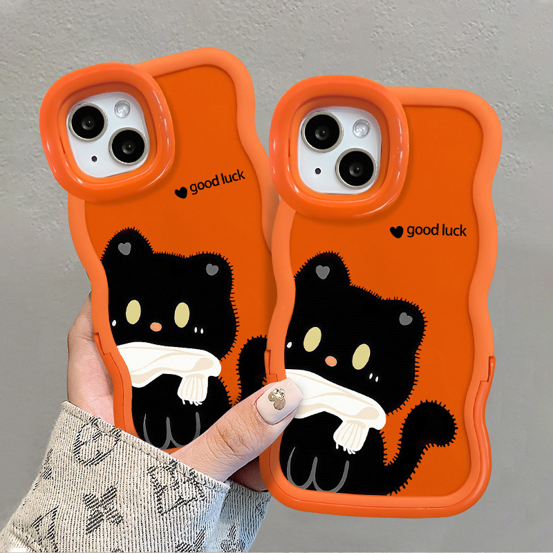 适用华为Pura80Pro＋手机壳新女款围巾黑猫pura70ultra橙色可爱P60/50隐形双支架40/30全包防摔软硅胶保护套,淘宝优惠券,粉丝福利购,淘宝优惠卷