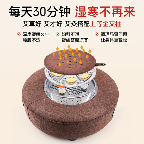 艾灸盒熏蒸仪蒲团坐垫凳子随身灸家用坐椅臀部艾炙器宫寒妇科艾条 - 图2