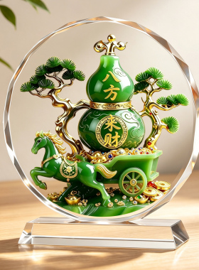 八方来财葫芦水晶摆件家居客厅玄关马到成功乔迁招财福禄进门摆台