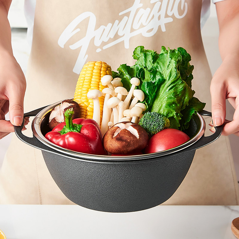 厨房不锈钢沥水篮双耳多层洗菜盆家用水果滤水漏盆洗米筛淘米神器,淘宝优惠券,粉丝福利购,淘宝优惠卷