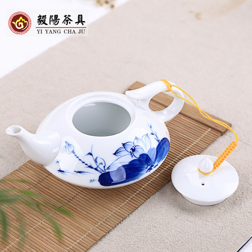 手工绘画陶瓷小号茶壶单壶青花白瓷功夫茶具配件简约家用泡茶器 - 图2