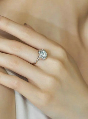 小红书手捧花戒指钻戒莫桑钻戒指女纯银一克拉婚戒厂家一件代发