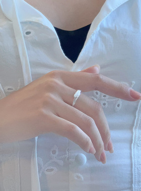 S999银麦穗戒指女冷淡风开口可调节素圈戒子时尚百搭XYJ087 戒指