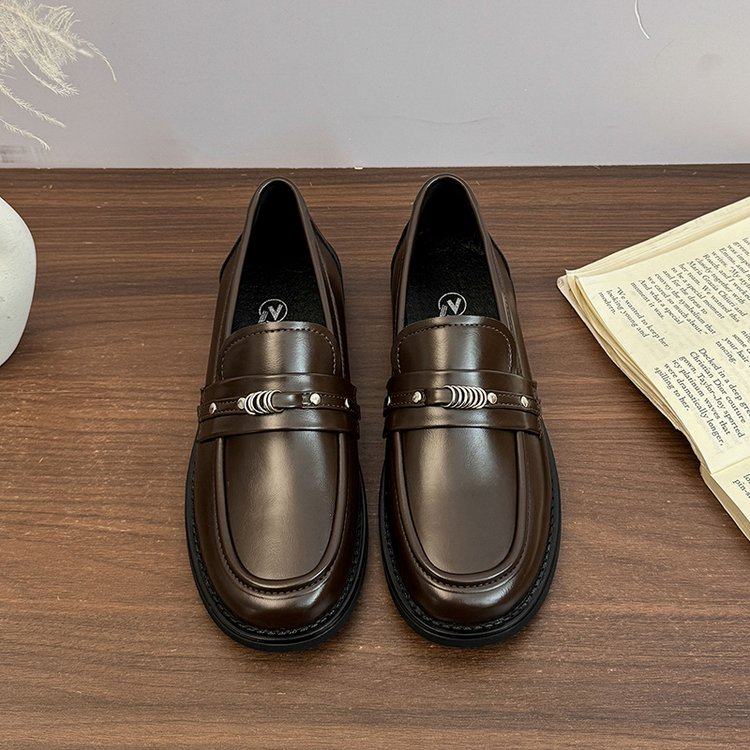 英伦风黑色乐福鞋女2026春季新款一脚蹬小皮鞋厚底百搭通勤单鞋子,淘宝优惠券,粉丝福利购,淘宝优惠卷