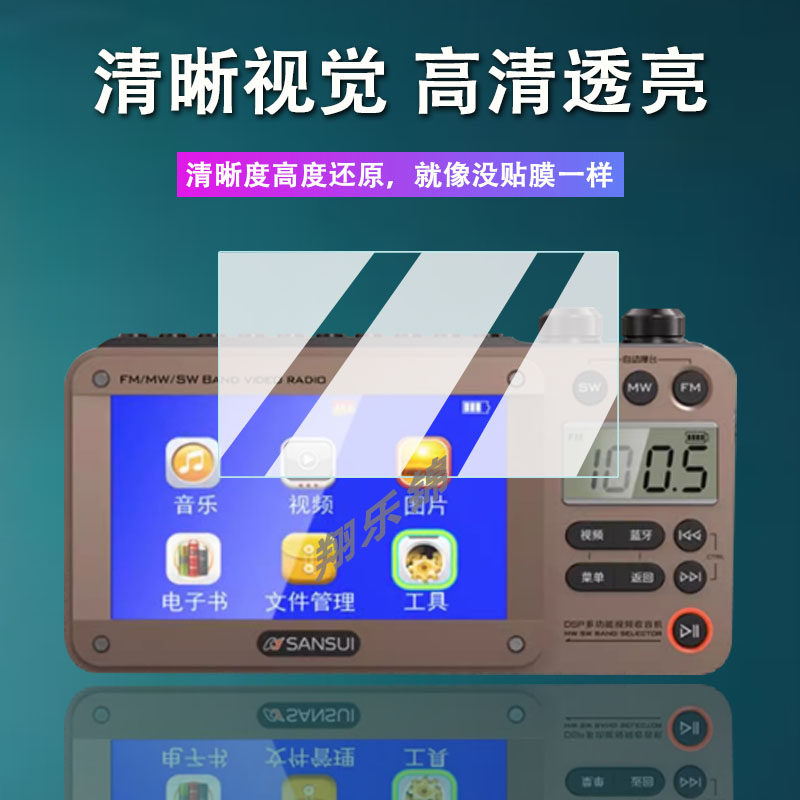 适用山水F51收音机贴膜F50/F55视频电视播放器屏幕保护膜非钢化膜M35PLUS音响贴膜M32/F28/F53蓝牙音箱膜高清 - 图0
