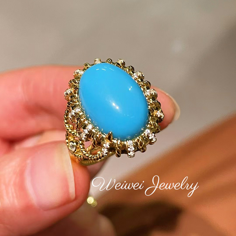 小众轻奢复古s925银镀Ｋ金古董珠宝镶钻绿松石大耳钉吊坠套装,淘宝优惠券,粉丝福利购,淘宝优惠卷