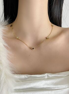 五花四叶草项链钛钢不掉色