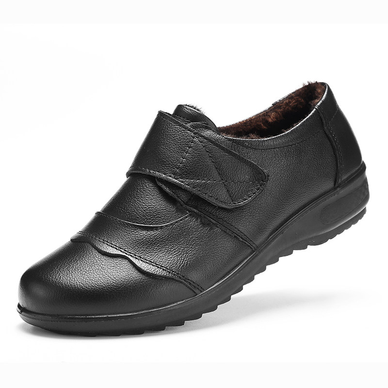 妈妈鞋加绒保暖单鞋真皮软底防滑中老年女鞋圆头工作鞋日常加绒鞋,淘宝优惠券,粉丝福利购,淘宝优惠卷