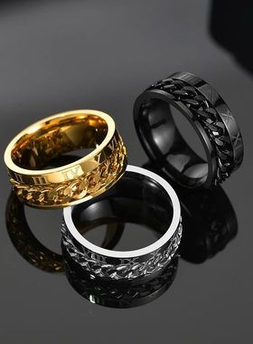 Cool Stainless Steel Rotatable Men Ring High Quality Spinner