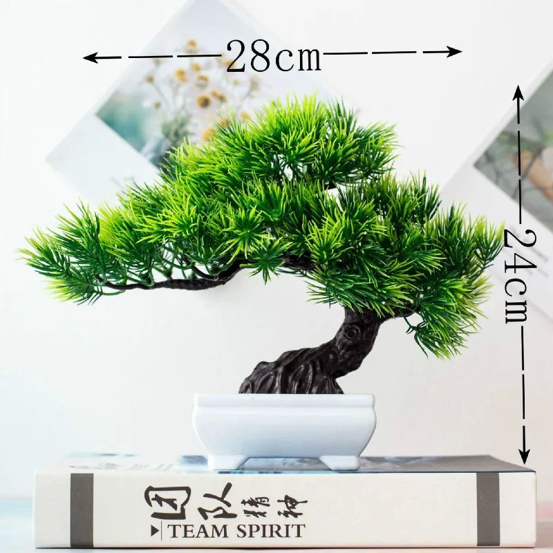 New Green Artificial Plants Bonsai Small Tree Grass Flower P - 图0