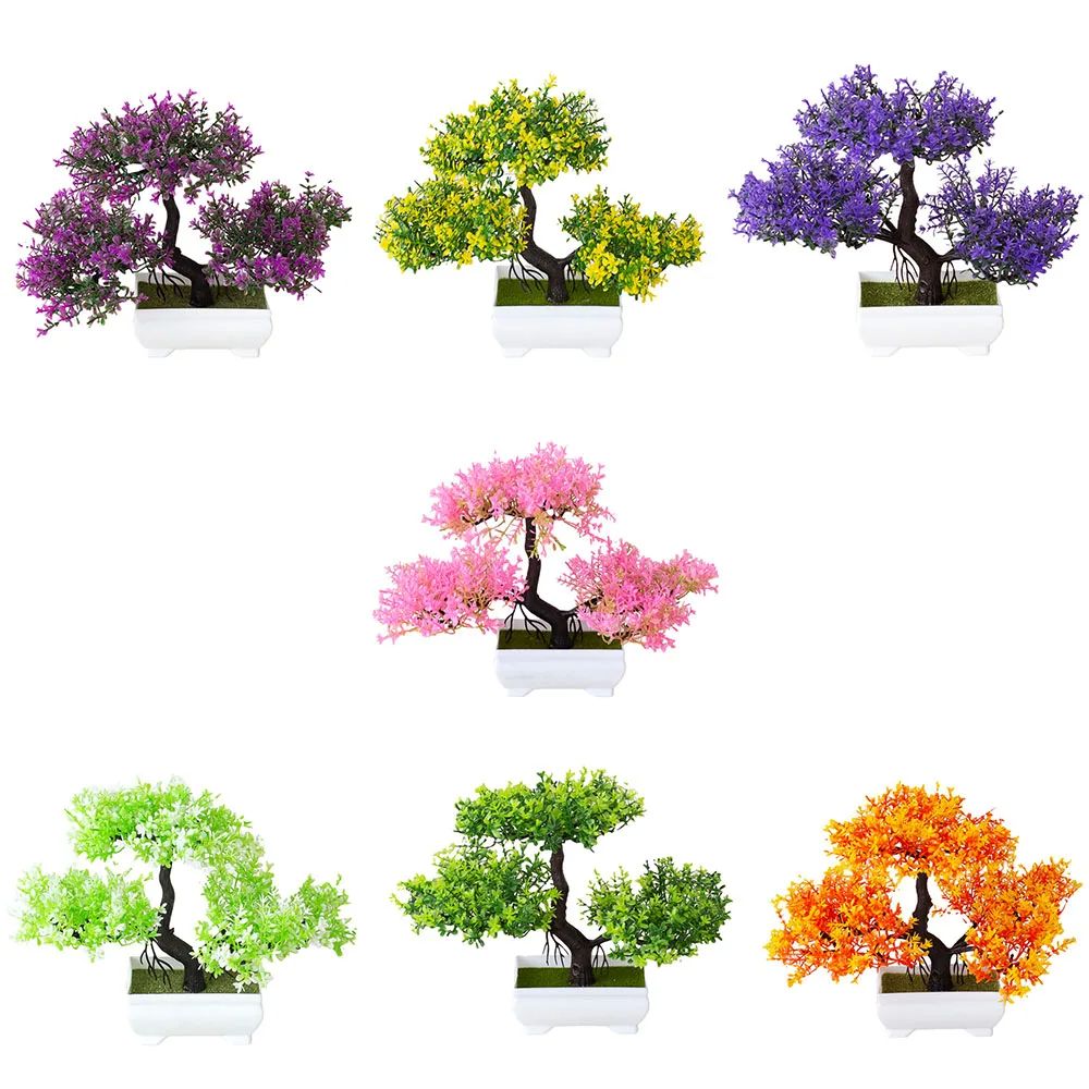 Artificial Plastic Plants Bonsai Small Tree Pot Potted Flowe - 图1