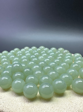 精挑翡翠色浅绿豆绿色散珠玉珠子