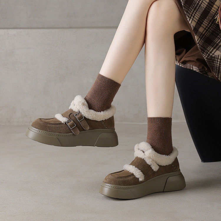 圆头松糕底橡胶胶粘工艺人造长毛绒乐福鞋（豆豆鞋）,淘宝优惠券,粉丝福利购,淘宝优惠卷