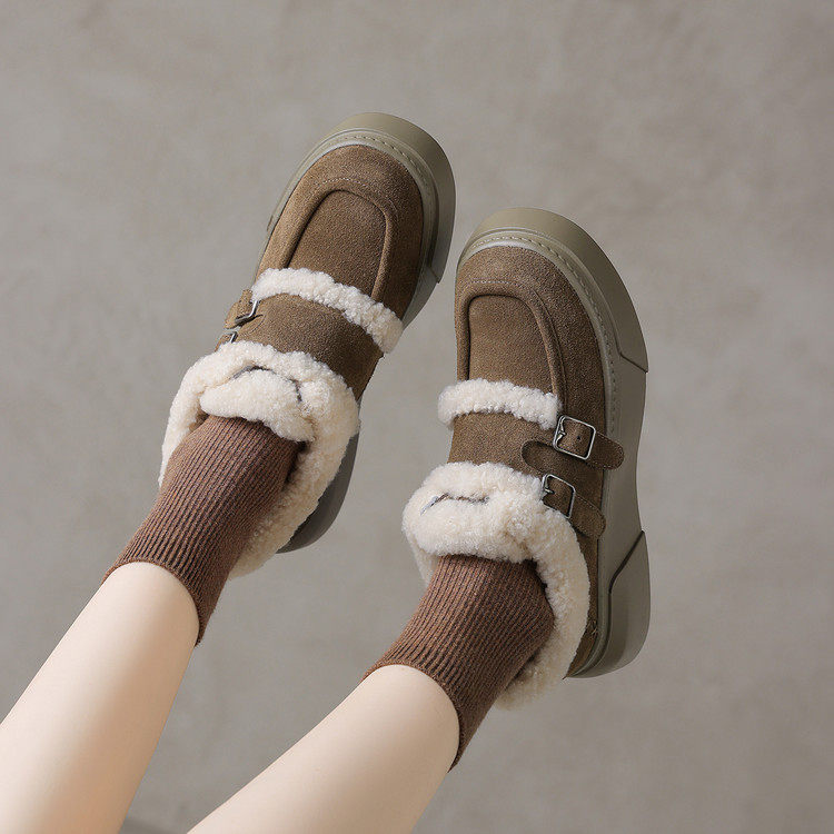 圆头松糕底橡胶胶粘工艺人造长毛绒乐福鞋（豆豆鞋）,淘宝优惠券,粉丝福利购,淘宝优惠卷