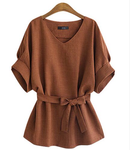 ZB-17服装裁剪纸样实物1:1v领短袖系带宽松大码女装上衣夏季薄款 - 图0