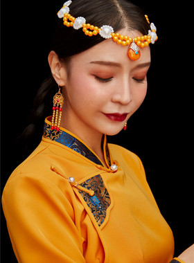 女士头饰手工民族风舞蹈蒙古袍