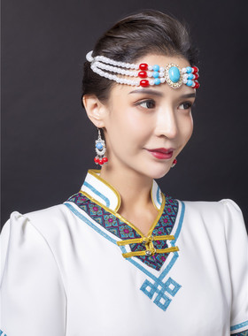 手工串珠少数民族蒙古袍发饰新品