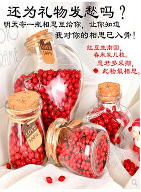 天然相思豆生日礼物玻璃瓶