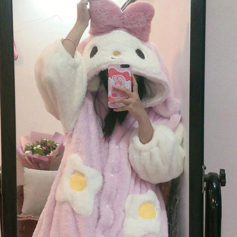 加厚睡袍女冬季新款珊瑚绒可爱浴袍卡通睡衣学生克外穿睡衣,淘宝优惠券,粉丝福利购,淘宝优惠卷