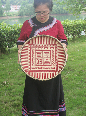 竹精编带字簸箕婚庆非遗手工艺品