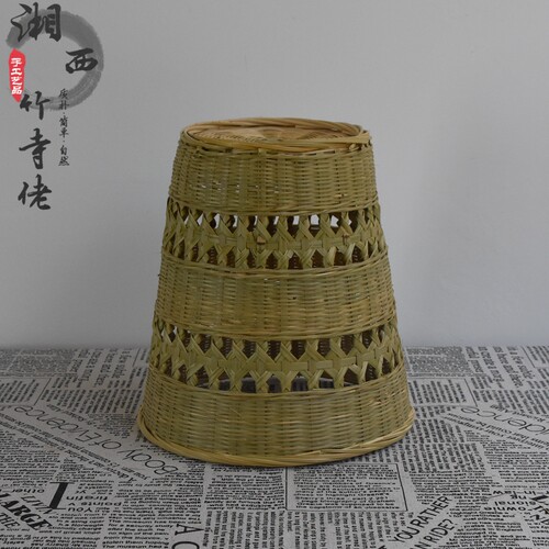手工竹编筐竹篓子灯罩办公家用收纳垃圾篓废纸垃圾桶水果竹篮家用 - 图2